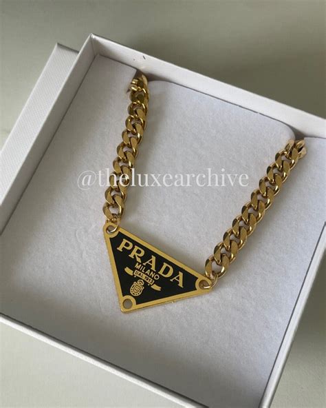 prada triangle logo repurposed necklace